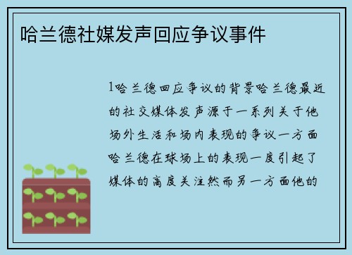 哈兰德社媒发声回应争议事件